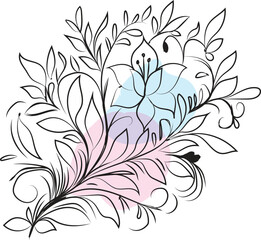 A drawing of a flower arrangement with leaves and flowers generative ai