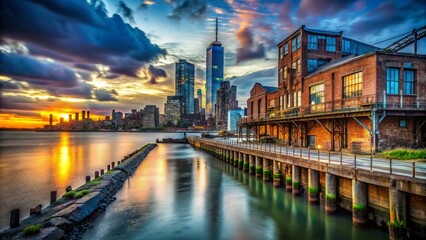 Twilight Jersey City Waterfront Urban Exploration Photography