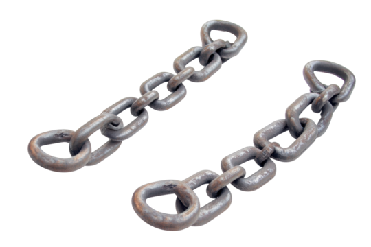 Isolated Pair of Heavy-Duty Metal Chains, Industrial Strength