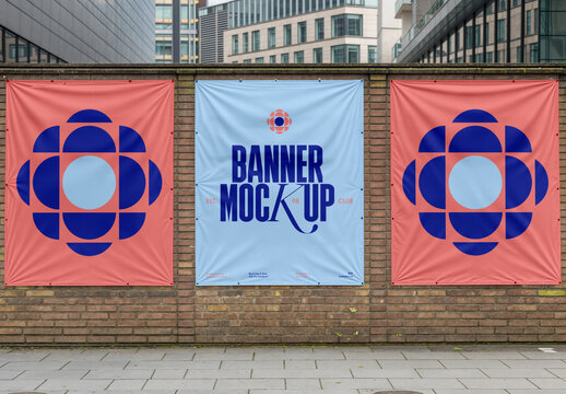 Banners on Brick Wall Mockup
