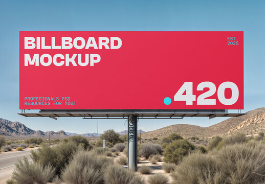 Billboard on Desert Mockup