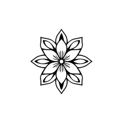 Symmetrical Black and White Floral Logo:  A stylized, minimalist flower illustration with a simple, clean, and elegant aesthetic.