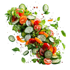 A Fresh Garden Salad with Cucumbers Tomatoes Carrots Isolated on Transparent Background