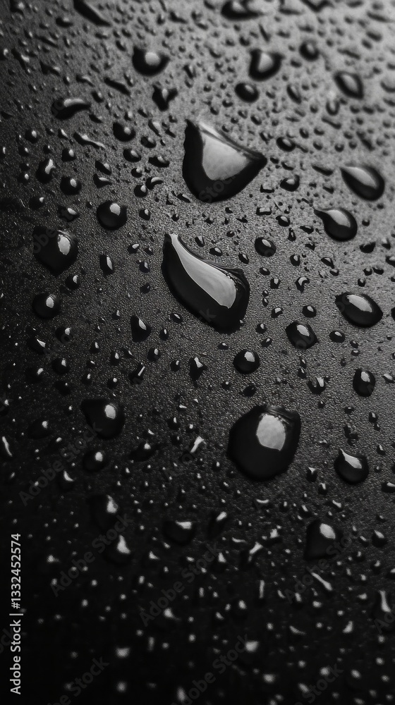 Aufkleber Raindrops gently slide down the window, creating a mesmerizing dance of reflections and shadows. Each droplet captures the dim light, adding a serene ambiance to the space
