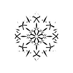Abstract Black and Gray Radial Design, Geometric Snowflake-Like Pattern on a White Background, Symmetric, Minimalist.