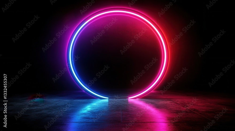 Poster a mesmerizing digital landscape with a glowing neon tunnel and abstract data flow creating a captiva