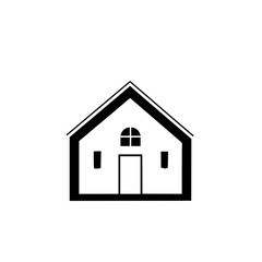 Minimalist Black and White House Illustration, Simple Lines, Geometric Design, Modern Architecture, Isolated Home Symbol, Clean Aesthetic