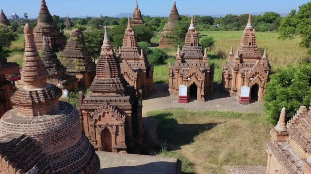 Drone view showing Dhammayangyi Temple in Bagan, Largest of all the temples in Bagan, Myanmar