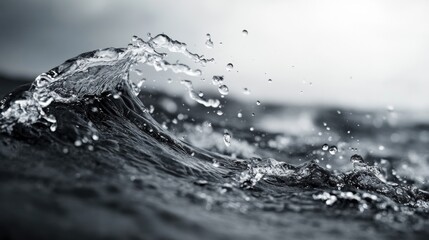 Dynamic wave with droplets splashing upward
