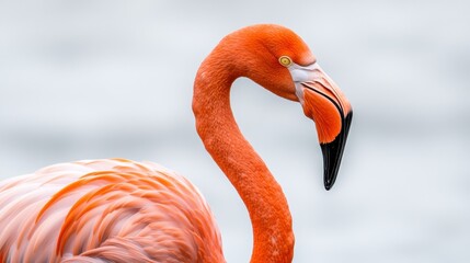 Obraz premium Elegant flamingo with vibrant orange feathers.