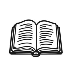  Open book icon in black and white line drawing style.