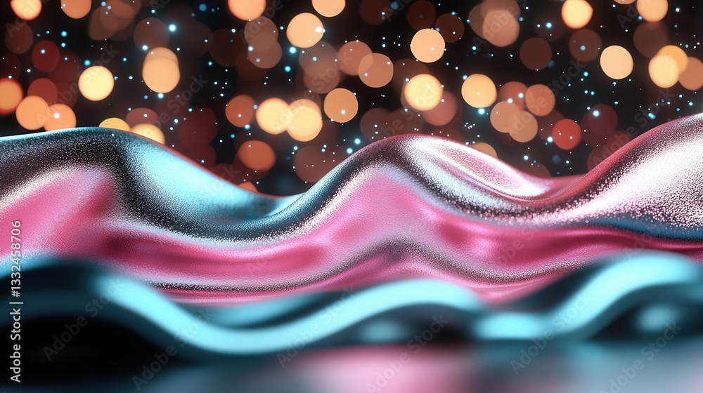 Poster mesmerizing abstract composition of flowing iridescent neon waves against a backdrop of sparkling ou