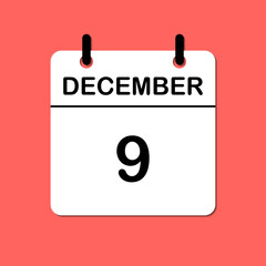 December 9. Daily Calendar icon for design. Simple design for business brochure, flyer, print media, advertisement. Easily editable.