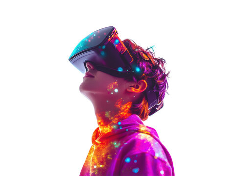 Isolated Young Person Immersed in VR