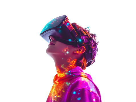 Isolated Young Person Immersed in VR