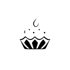 Minimalist Vector Illustration of a Decorated Cupcake with Diamond-Shaped Patterned Wrapper and Droplet Sprinkles