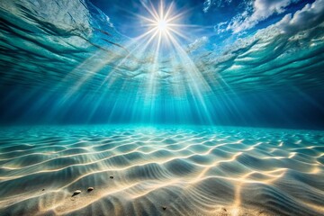 Underwater Sand, Sunbeam, Ocean Floor, Low Light, Aquatic Scene