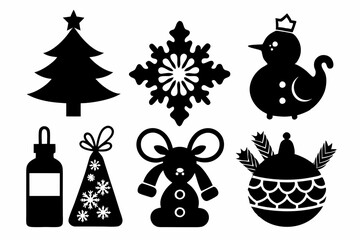 Christmas man icon set silhouette black vector