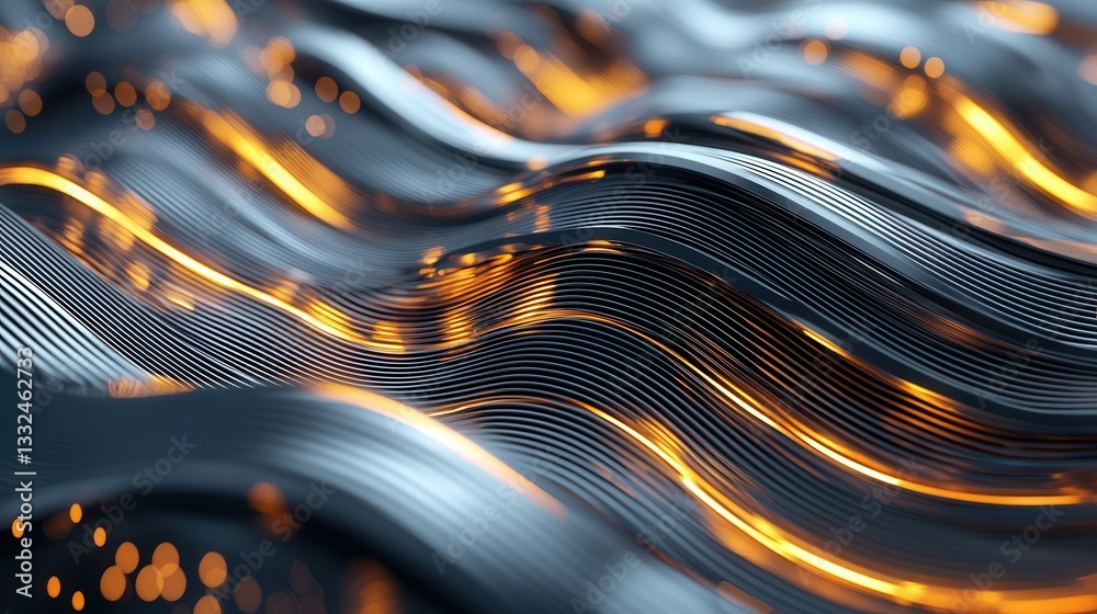 Poster mesmerizing abstract composition of dynamic neon like wave patterns moving swiftly across a dark bac