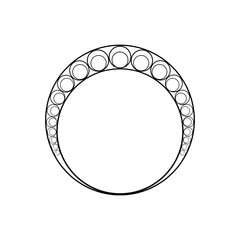 1970s Retro Concentric Circle Border Vector transparent vintage style concentric circle portrait background art nouveau seventies style hoop surround art deco 70s bohemian circles svg asset element