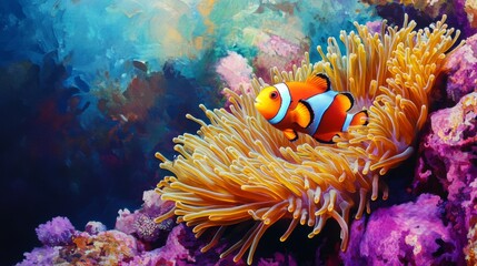 Anemone dancing ocean floor gigapixel image underwater close-up colorful tentacles in motion