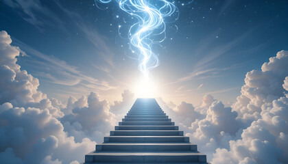 a staircase curved upwards and at the end. Ai generated image