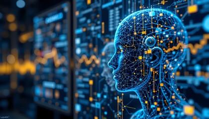 AI-powered data analysis, machine learning algorithms. Ai generated image
