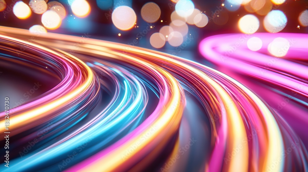Poster vibrant dynamic abstract image featuring high speed glowing wave lines with a mesmerizing combinatio