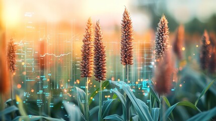 Sorghum crop analysis report agricultural field business insights natural environment close-up perspective gigapixel data visualization