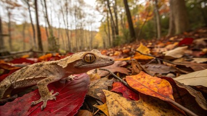 Crested Gecko Autumn Leaves