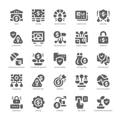 Financial Security Icon pack for your website, mobile, presentation, and logo design. Financial Security Icon solid design. Vector graphics illustration and editable stroke.
