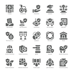 Insurance Icon pack for your website, mobile, presentation, and logo design. Insurance Icon solid design. Vector graphics illustration and editable stroke.
