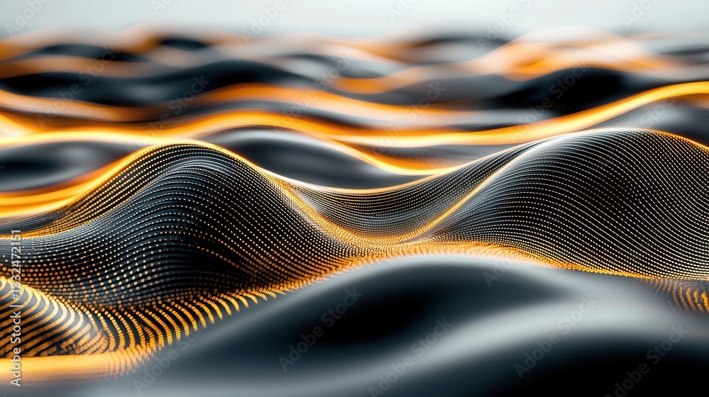 Poster mesmerizing abstract composition featuring luminous undulating neon lines that intersect and flow in