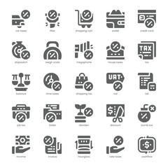 Taxes Icon pack for your website, mobile, presentation, and logo design. Taxes Icon solid design. Vector graphics illustration and editable stroke.