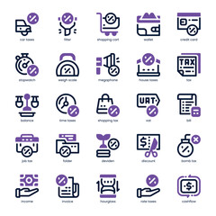 Taxes Icon pack for your website, mobile, presentation, and logo design. Taxes Icon dual tone design. Vector graphics illustration and editable stroke.