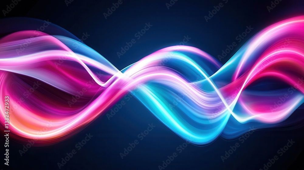 Poster captivating abstract image featuring fluid glowing neon wave lines in a dynamic electrifying display