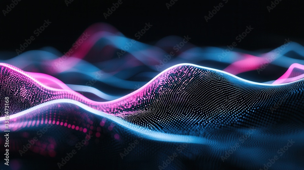 Poster captivating abstract image featuring a mesmerizing display of vibrant neon like waves fluid lines an