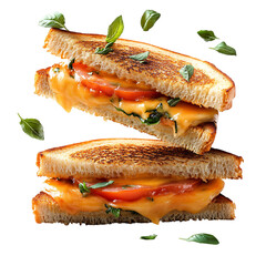 A Delicious Grilled Cheese Sandwich with Tomato Soup Isolated on Transparent Background