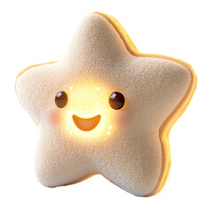 A Fluffy 3D Cartoon Star with Soft Glowing Edges Twink Isolated on Transparent Background