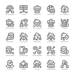 Cloud Computing Icon pack for your website, mobile, presentation, and logo design. Cloud Computing Icon outline design. Vector graphics illustration and editable stroke.