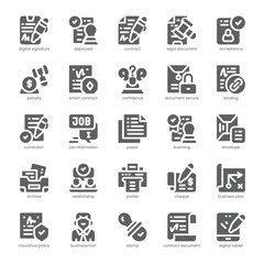 Digital Contract Icon pack for your website, mobile, presentation, and logo design. Digital Contract Icon solid design. Vector graphics illustration and editable stroke.