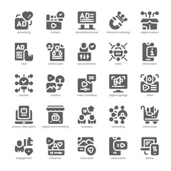 Digital Marketing Icon pack for your website, mobile, presentation, and logo design. Digital Marketing Icon solid design. Vector graphics illustration and editable stroke.