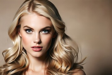 Fototapeta premium Blonde Girl. Background for Advertising Cosmetics and Other Products for Women Copy Space milkyhexddway Backgrounds for creating advertising placements Your ads can be here Company logo agency art