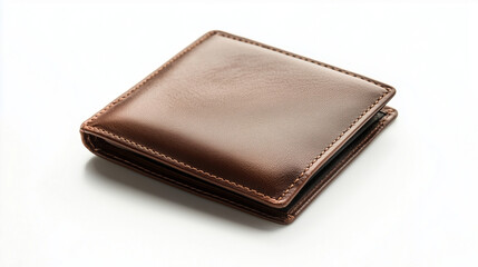 Ultra-Elegant Brown Leather Wallet on Minimalist White Background with Luxury Details and Sophisticated Design for Fashion Accessories and Finance &ndash; Generative AI