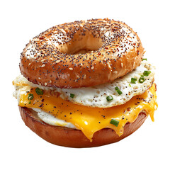 A Savory Egg and Cheese Sandwich with a Toasted Bagel Isolated on Transparent Background