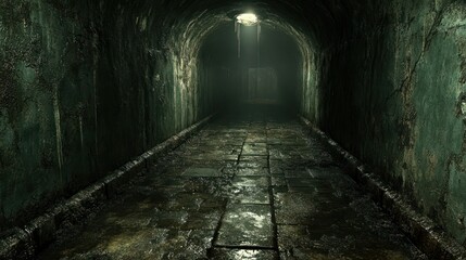 Dark, damp tunnel interior
