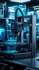 Fototapeta premium High-Tech Precision Machine in Modern Workshop Environment