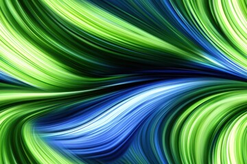 Fototapeta premium Dynamic flowing abstract patterns digital art vibrant green and blue tones creative design high-resolution visual motion concept