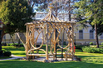 tree branch shaped gazebo in the garden in istanbul