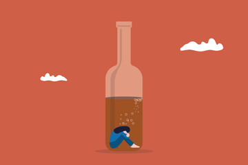Alcohol abuse depression problem of female. concept alcoholism , Social issue, drinker abuse, addiction